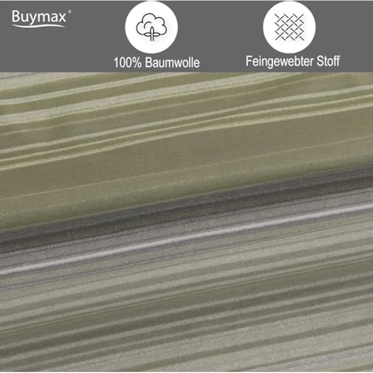 Buymax Bettwäsche, Renforcé, 3 teilig, Bettbezug-Set 200x220 cm 100% Baumwolle mit Reißverschluss hochwertig – Bild 4