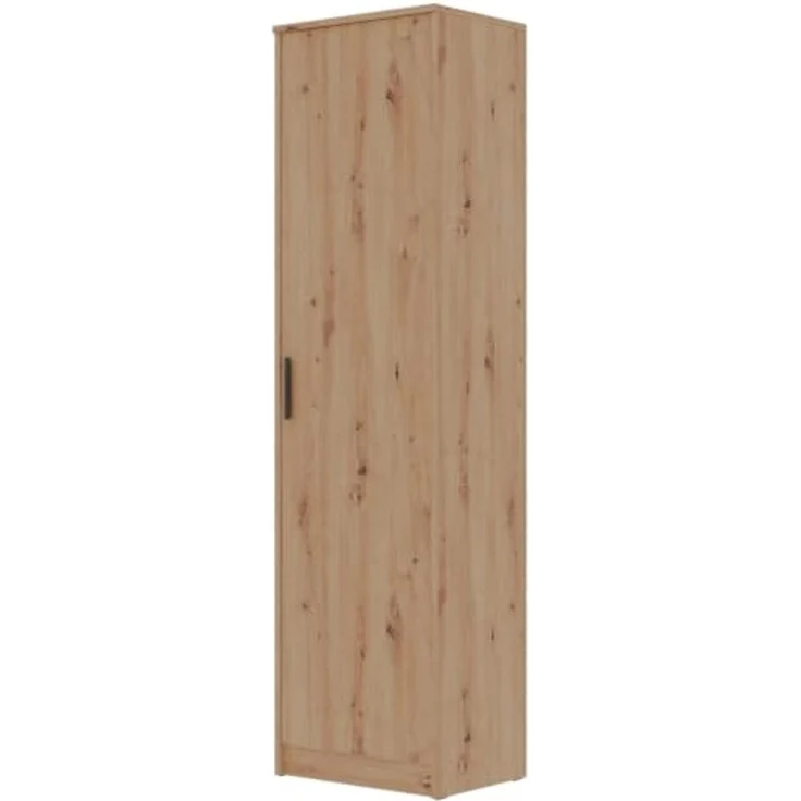 Marmex Möbel Grant 20A 1-türiger Kleiderschrank, Drehtürenschrank mit Einlegeböden und einer ausziehbaren Kleiderstange, laminierte Spanplatte, artisan Eiche, 52 x 195 x 40 cm – Bild 4