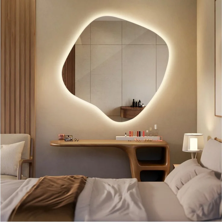 Tulup LED-Lichtspiegel Unförmiger Spiegel Klecks Beleuchtet Bad Wandspiegel Licht Beleuchtung, Warmes Licht LED, Im Spiegel integrierte LED-Beleuchtung – Bild 2