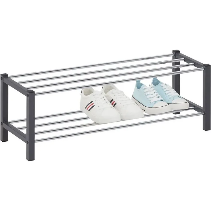 IDIMEX Schuhregal DUBLIN, Schuhständer mit 2 Ablagen, 90cm breit Schuhaufbewahrung Metall grau