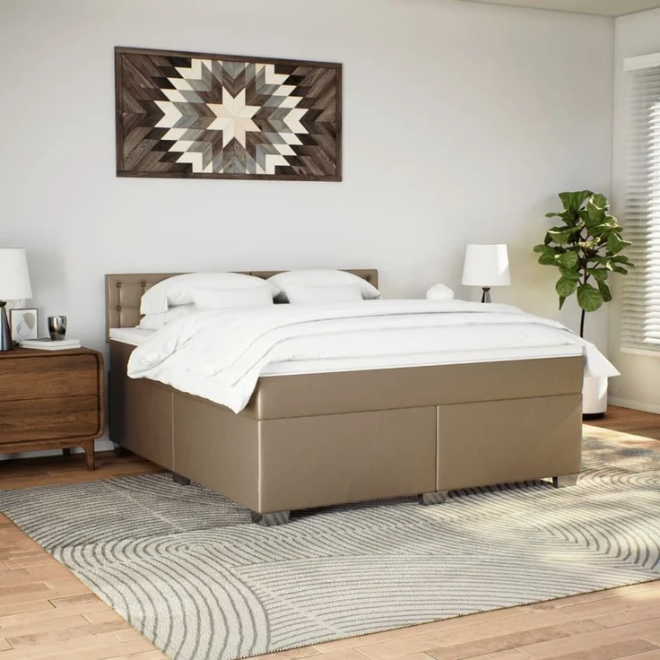 vidaXL Boxspringbett Matratze Cappuccino-Braun 180x200 cm Kunstleder 3288435 – Bild 3