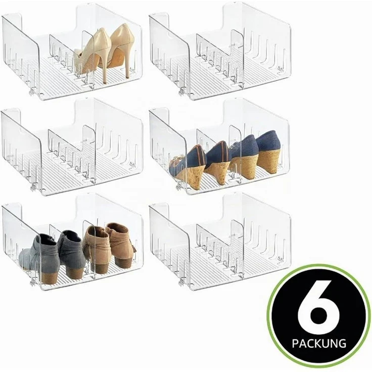 mDesign Schuhregal Ablage Aufbewahrung Organizer 6er Set Kunststoff Transparent – Bild 4