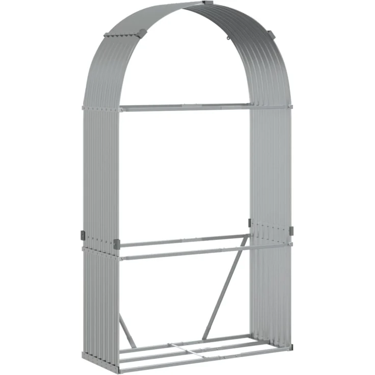 vidaXL Kaminholzunterstand Silbern 120x45x210 cm Verzinkter Stahl 364592 – Bild 5