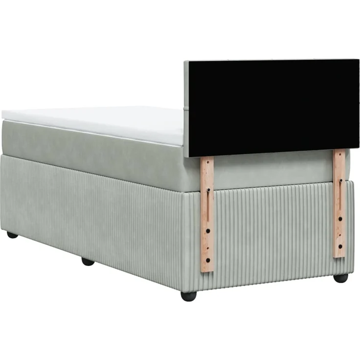 vidaXL Boxspringbett mit Matratze Hellgrau 100x200 cm Samt 3287662 – Bild 10
