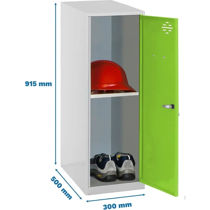 Simon Rack Simonlocker Kommode, klein, 915 x 300 x 500 mm, Amario aus Metall, inkl. Schlüssel, Grau/Grün – Bild 2