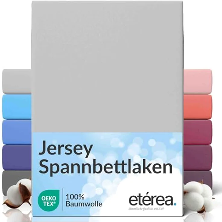 etérea Comfort Jersey Spannbettlaken Silber 140x200 cm - 160x200 cm – Bild 2