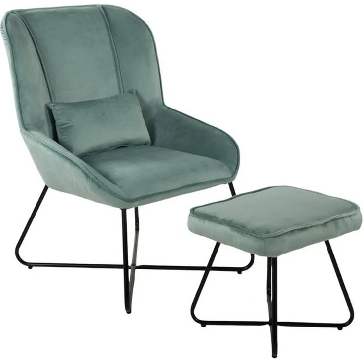 Duo Collection Loungesessel Algona, Relaxsessel mit Hocker, Samt-Optik, Cocktailsessel – Bild 4