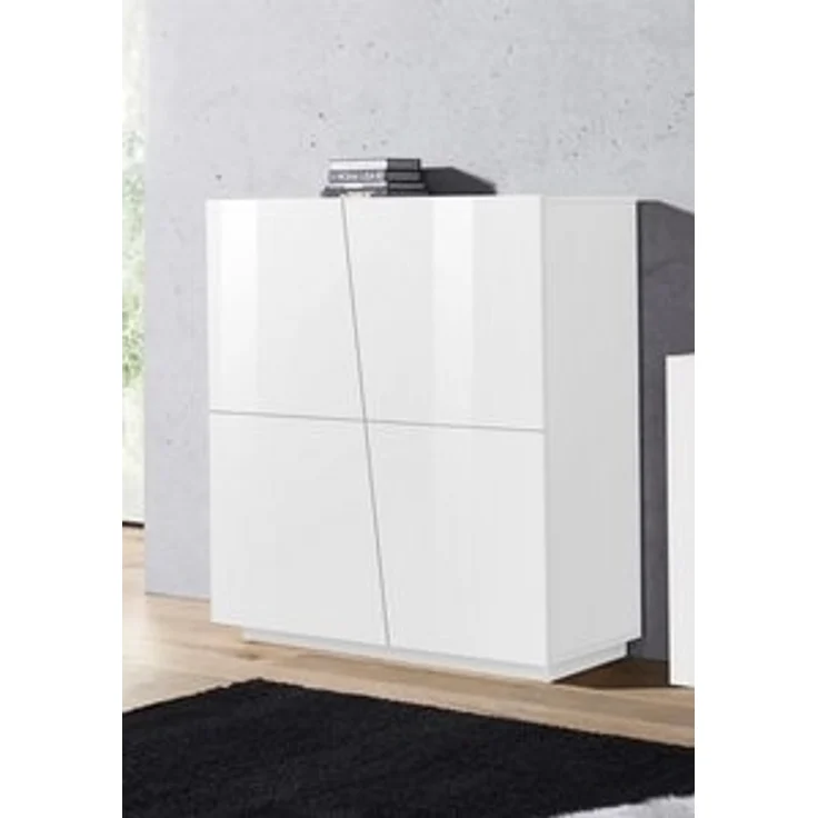 Highboard >Viterbo< in Weiß-Hochglanz - 120x126x43cm (BxHxT) – Bild 6