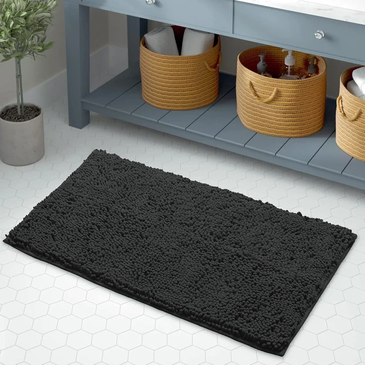 1 Stück Badematte, ultraweich, rutschfest, 40,6 x 61 cm, Schwarz – Bild 7