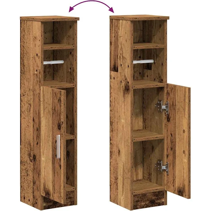 vidaXL Badezimmerschrank mit Rollenhalter Altholz-Optik 20,5x22x90 cm 858504 – Bild 8