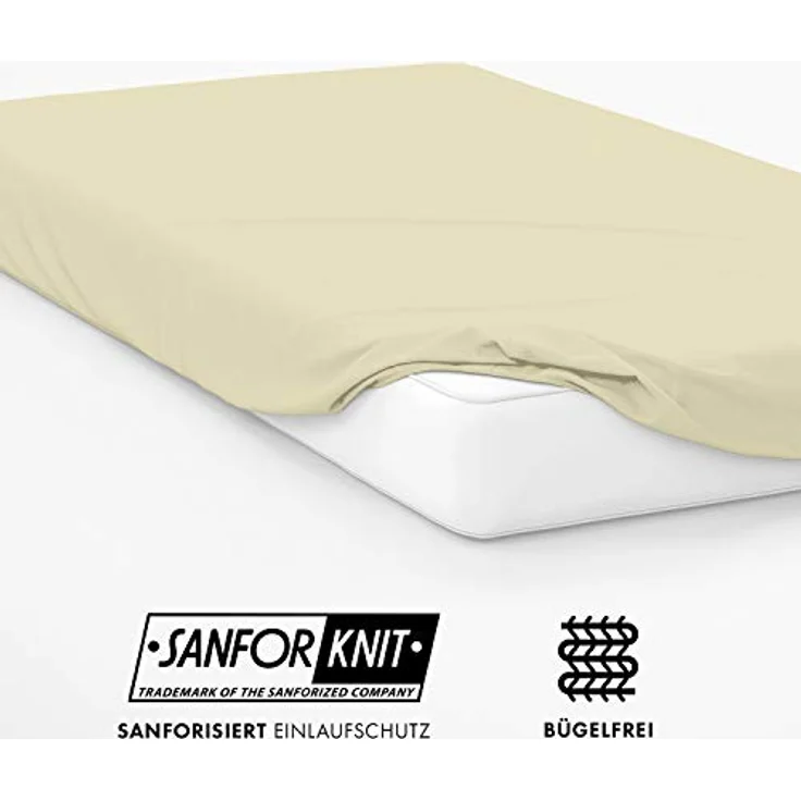 Jacobson Laken to GO Spannbettlaken Jersey Spannbetttücher Bettlaken 50% Baumwolle 50% Polyester (140x200-160x200 cm 1er Set, Natur) – Bild 5