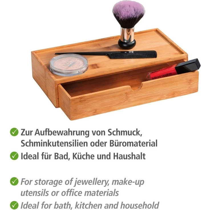 WENKO TERRA Aufbewahrungsbox, Braun, mit Schublade, aus Bambus – Bild 3