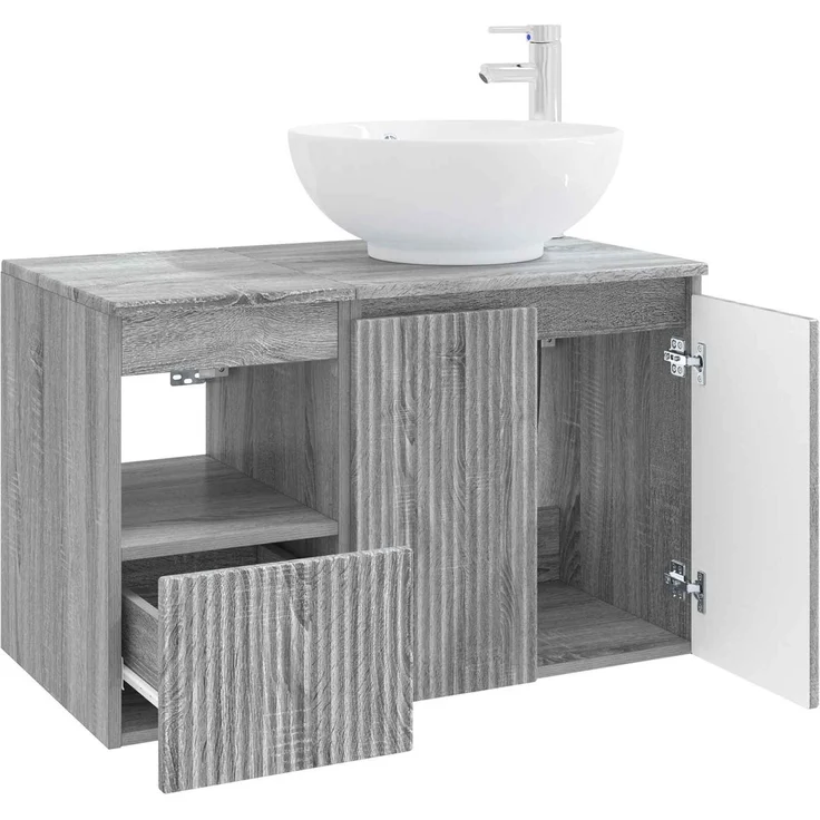 vidaXL Badezimmerschrank-Set 2 stk. Grau Sonoma 79,5 x 44,5 x 80 cm 3404090 – Bild 4