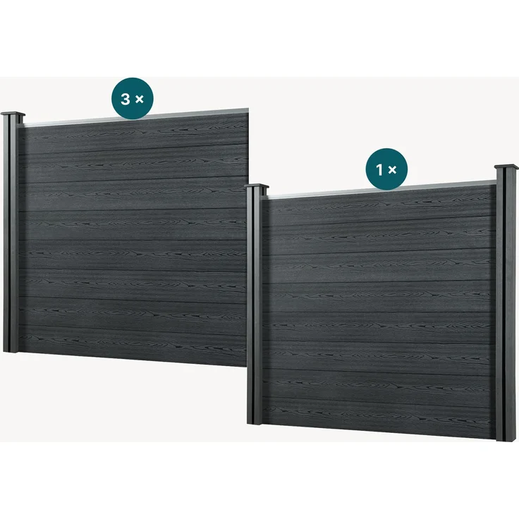 WPC Gartenzaun 165x618 cm mit Pfosten Sichtschutz Windschutz neu. holz – Bild 3