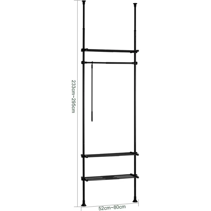 SoBuy KLS07-SCH Garderobenständer, Metall, Pulverbeschichtung, Schwarz, 52 x 233 x 16,5 cm – Bild 3