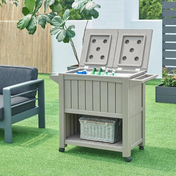 Outdoor Kühlwagen Arsita 102x47x87 cm Beige [casa. pro] – Bild 1