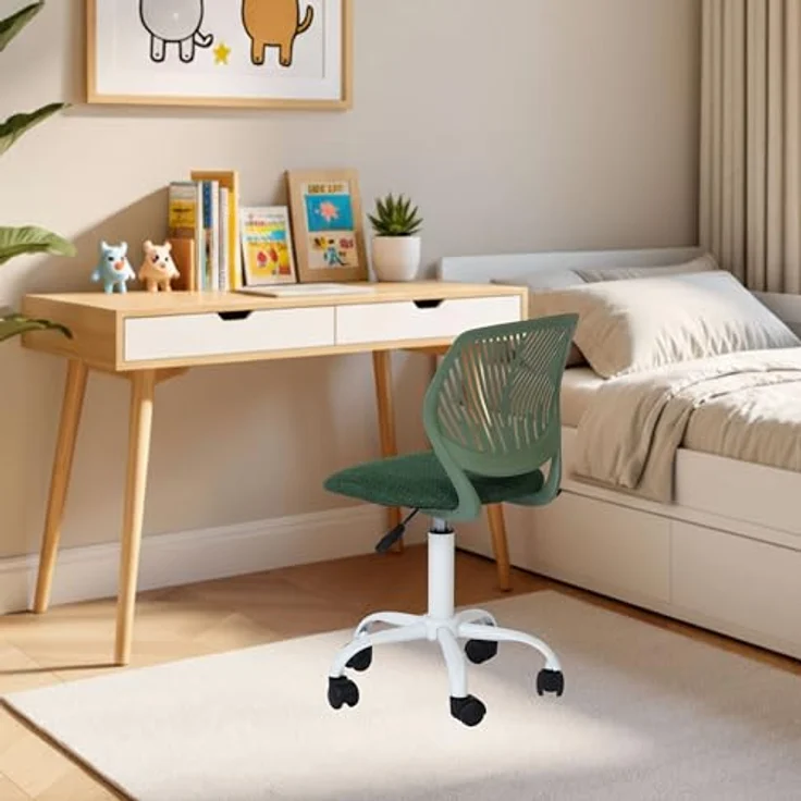 FurnitureR Kinderstuhl höhenverstellbar für Schreibtisch, ergonomischer bunter Jugendstuhl mit Rückenlehne & Armlehnen, Drehstuhl mit 5 Rollen, für Kinder 3–10 Jahre, bis 100 kg belastbar – Bild 2