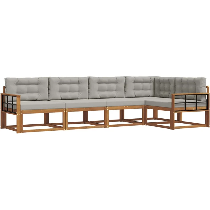 vidaXL Outdoor-Sofagarnitur 5 stk. 5-Sitzer Natur und Hellgrau 3367589 – Bild 2