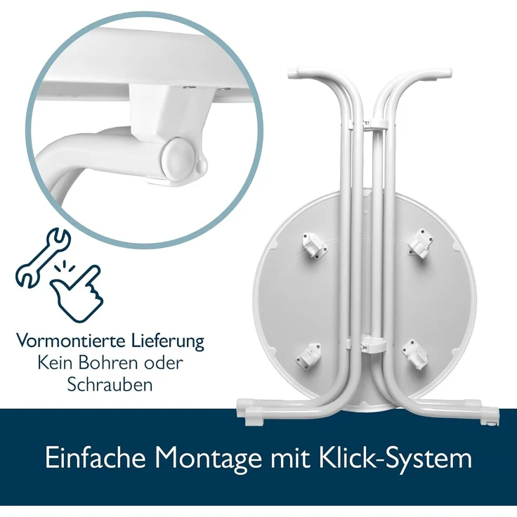 Beautissu Bistrotisch Outdoor Rund Ø 80 cm Wasserfest – Beistelltisch Balkontisch Wetterfest Gartentisch Rund Klappbar 70 cm hoch – Campingtisch Partytisch Esstisch Gastro – Weiß Bistroni – Bild 4