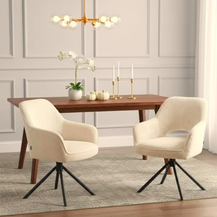 DUBI Möbel Drehstuhl Mika-Ben, Ergonomischer Drehstuhl mit 360°-Funktion, Hellgrau, Textil, 60x87x65 cm – Bild 2