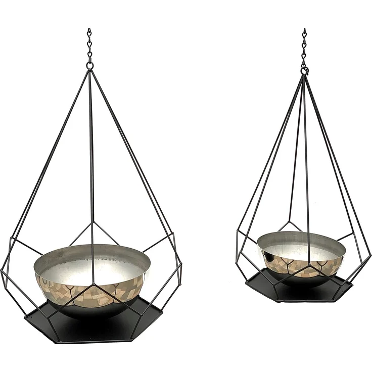 DanDiBo Blumenampel Innen Metall Wand Hängepflanzen 96095 2er Set mit Topf 6 Ecken Pflanzenhänger Blumenhänger Topfhänger Blumen Blumentopfhänger Hängetopf – Bild 4