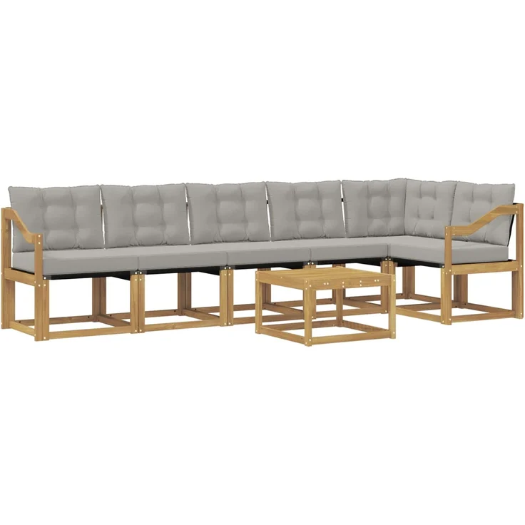 vidaXL Outdoor-Sofagarnitur 7 stk. 6-Sitzer Weiß und Hellgrau 3389557 – Bild 2