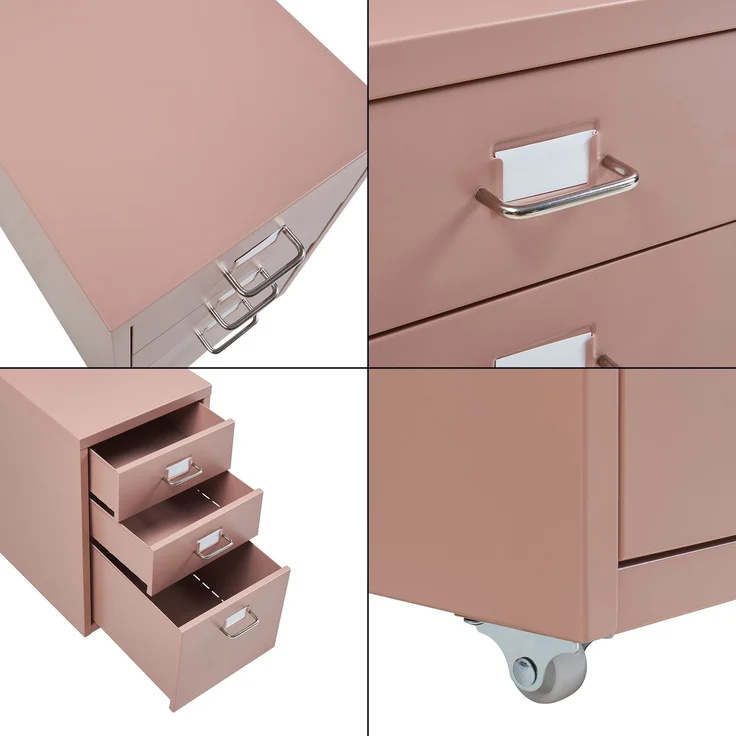 Rollcontainer Kökar mit 3 Schubladen 48x28x41 cm Hellbraun [en. casa] – Bild 6