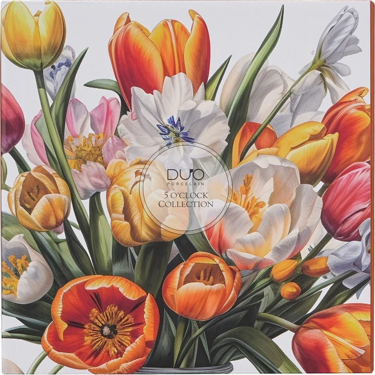 DUO Flowers Classic Dessertteller 2er-Set TULIPANY, New Bone China Porzellan, im Geschenkkarton – Bild 2