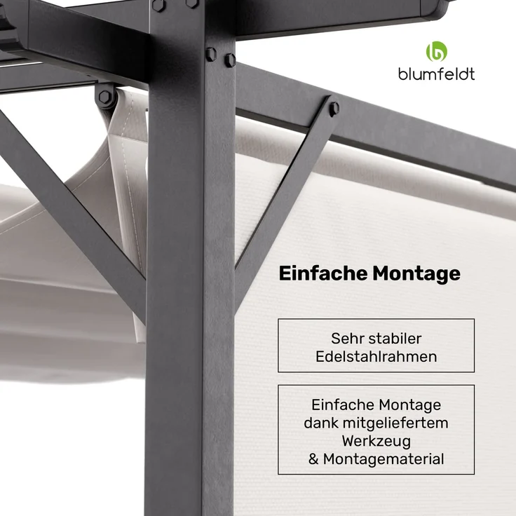 Blumfeldt Pavillon 3x3, Wasserdicht Stabil Winterfest, Pulverbeschichteter Stahlrahmen, Wetterfestes Polyesterdach, Seitliche Jalousien, Einfache Montage, Ganzjährig Nutzbar – Bild 6