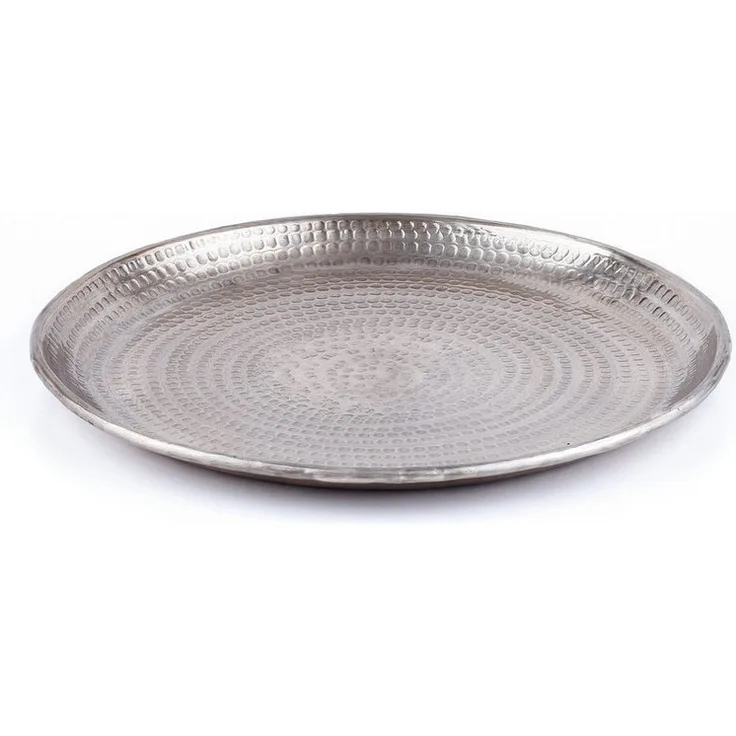 Marrakesch Orient & Mediterran Interior Dekotablett Kerzentablett Serviertablett Skandinavisch Design Imera Silber 30cm (1 St), Handarbeit