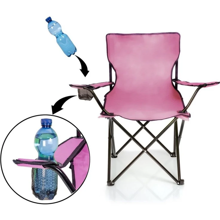 BigDean Campingstuhl Faltstuhl Campingstuhl Anglerstuhl Getränkehalter Klappstuhl (Packung, 1 St), Pink, Klappbar, Getränkehalter, Tragetasche – Bild 4