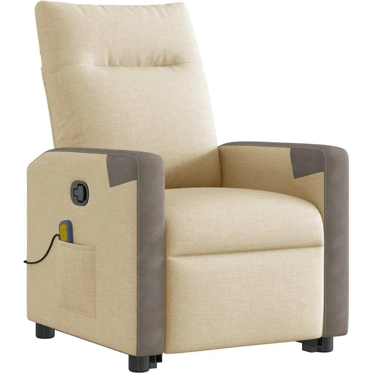 vidaXL Massagesessel mit Aufstehhilfe Creme Stoff 3324098 – Bild 3