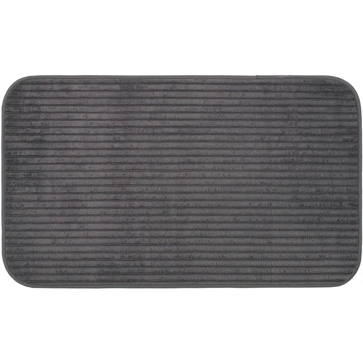 Gözze Badematte Berlin, Höhe 7 mm, rutschhemmend beschichtet, fußbodenheizungsgeeignet, Polyester, rechteckig, Badteppich, Uni Farben, Cord Optik, waschbar