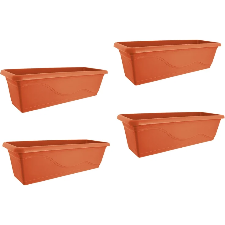HTI-Living 4er Set Terracotta Blumenkasten mit Wasserspeicher 60 cm – Bild 1