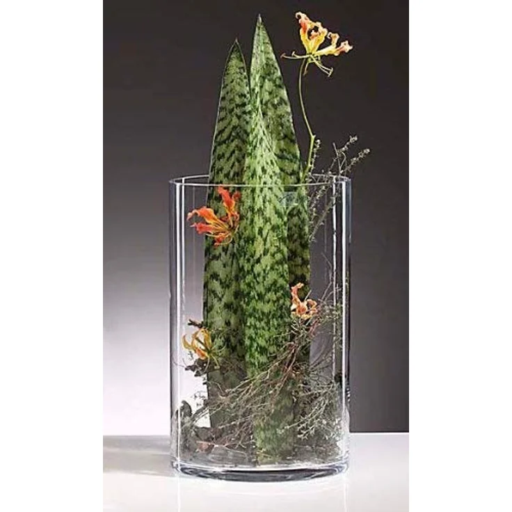 Sandra Rich Glasvase Cyli zylindrisch, transparent, 40 cm hoch, Ø 25 cm, 1 Stück, hot Cut – Bild 1