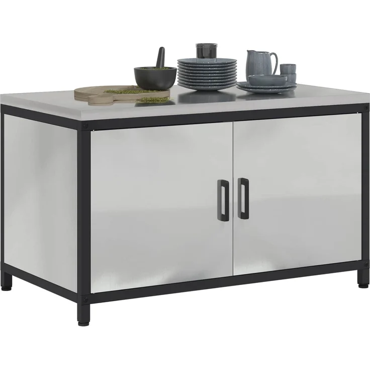 vidaXL Küchenaufbewahrung mit Regal Silber 60 x 50 x 92 cm Stahl 875001 – Bild 2