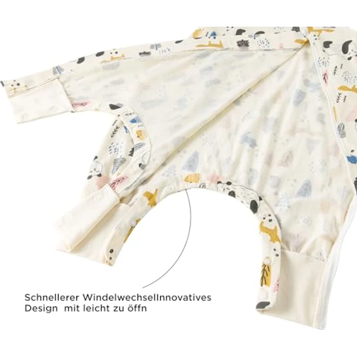 Duomiaomiao Schlafsack mit füßen, Sommerschlafsack mit füßen,100% Musselin Schlafsack Baby,Sommerschlafsack Baby 0.5 tog mit Doppelreißverschluss, schweißableitend und atmungsaktiv – Bild 6