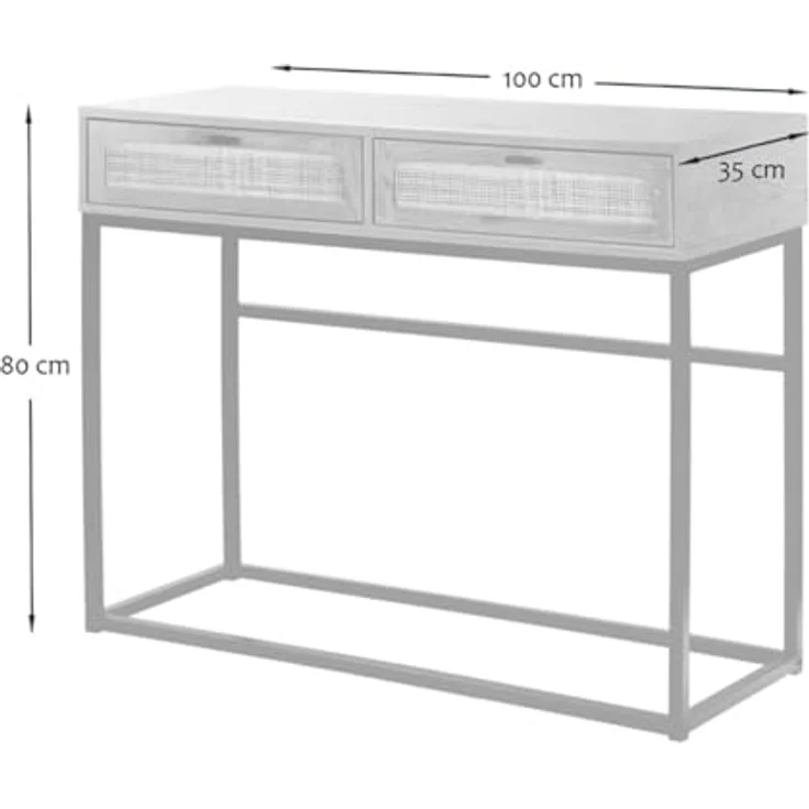 Casâme 'JAYA' Konsole aus Rattan mit 2 Schubladen L100cm - Eicheneffect - Helles Holz – Bild 4