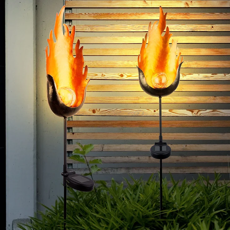 3er Set LED Solarlampen im Flammen Design, Feuereffekt – Bild 5