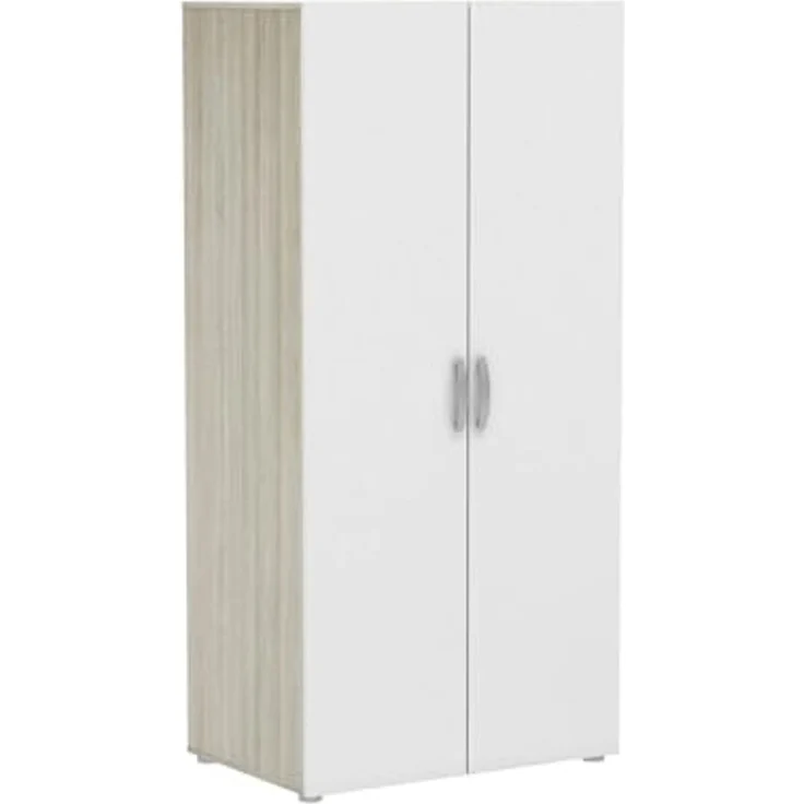 Dmora - Kleiderschrank 2 Türen Loire, Schlafzimmermöbel, Schrank, Garderobe, 79x52 h166 cm, Eiche und Mattweiß – Bild 3