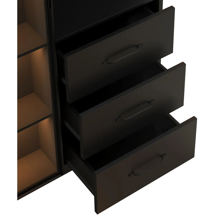 Vitrine 80 x 40 x 160 cm mit LED-Beleuchtung, Glastür und 3 Schubladen – Bild 8
