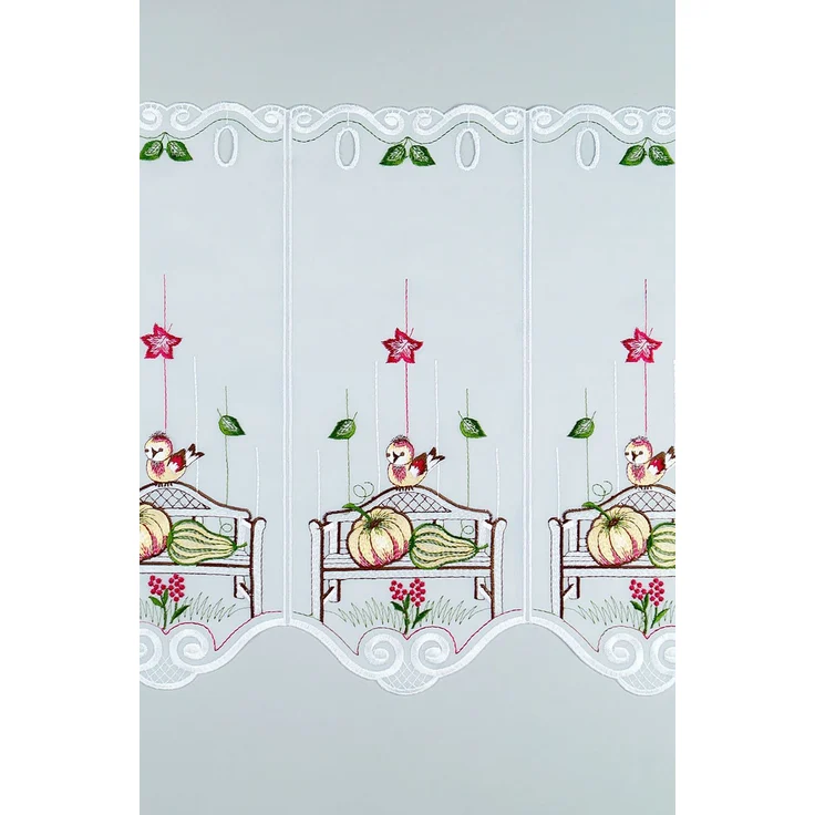 Scheibengardine Plauener Spitze - Herbstbank (Bx H) 48.30cm * 40cm Rot/mehrfarbig – Bild 4