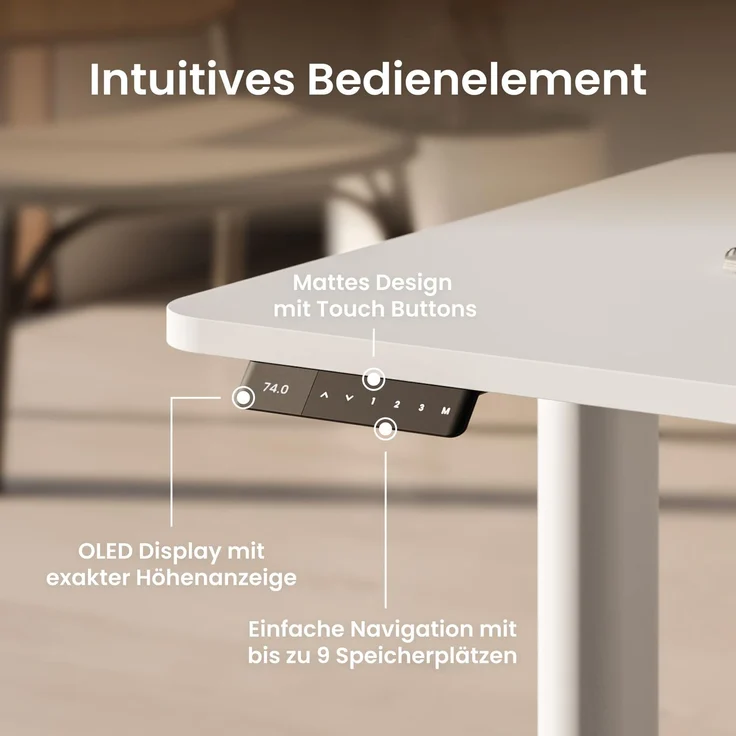 Ergotopia Desktopia One I Elektrisch höhenverstellbarer Schreibtisch I Tischplatte: 138x65cm, Schwarz Dekor I Gestell Weiß I Top Preis-Leistung – Bild 3