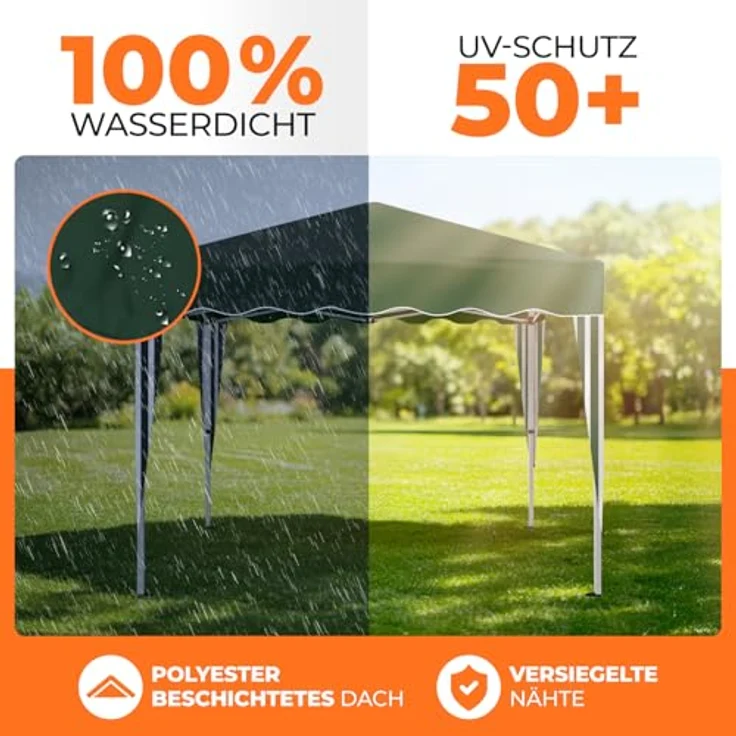 Faltpavillon 3x3 m - wasserdicht - ohne Seitenteile, grün – Bild 4