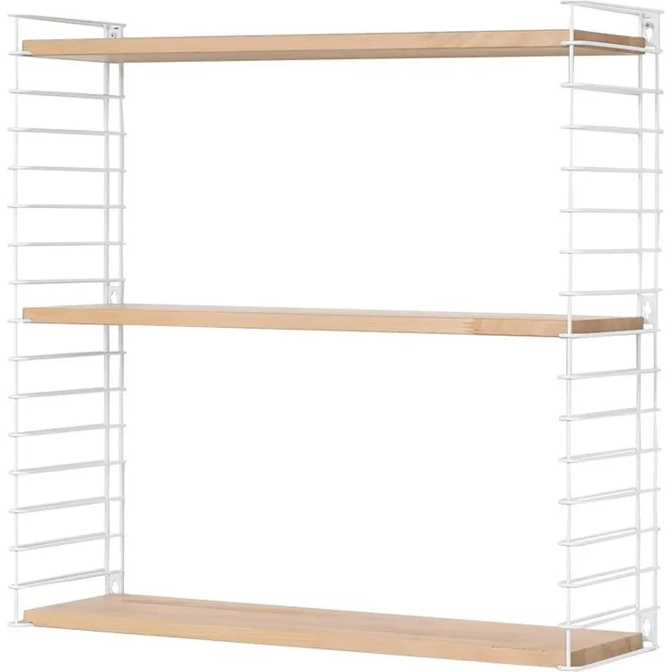 METALTEX 377607337 Bücherregal TOMADO mit 3 Ablagen aus Buchenholz u. Seitengittern in weiß / Hängeregal / TOMADO-Regalsystem