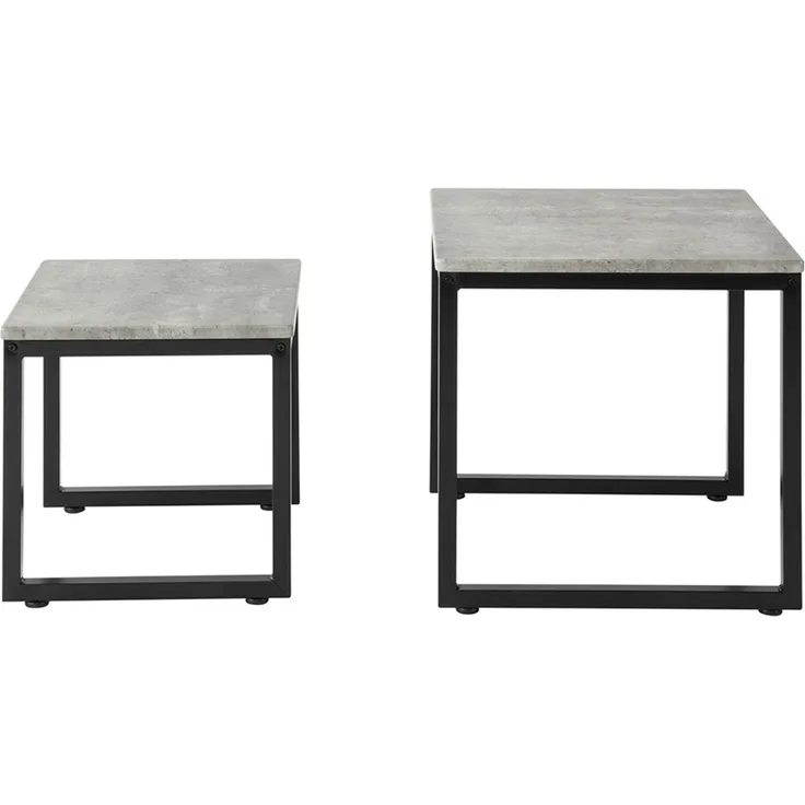 SoBuy FBT42-HG Set aus 2 Satztischen, Spanplatte, PVC-Furnier, Grau, 50 x 50 x 50 cm
