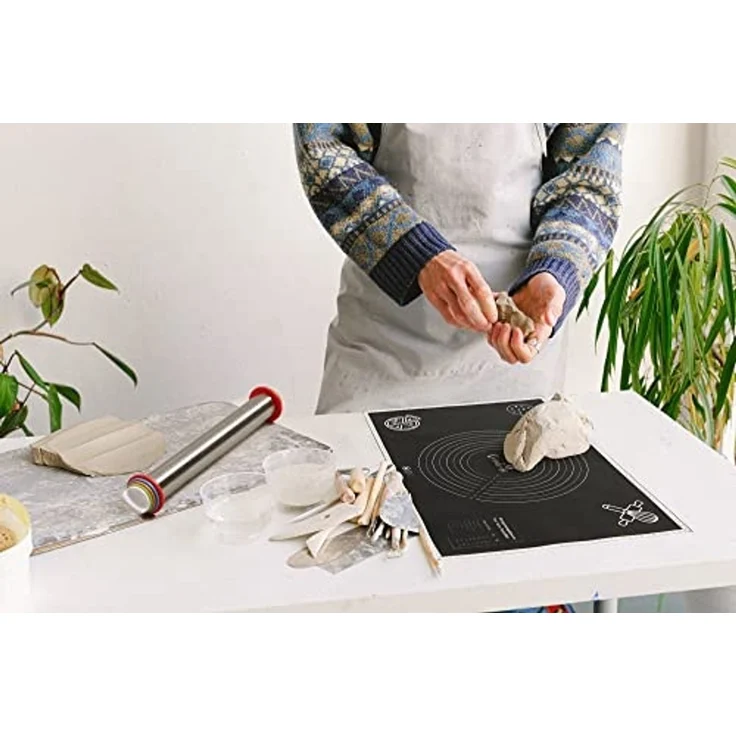 Coradoma Backmatte Backmatte 60x40 cm mit Teigroller Silikonmatte Backunterlage Teigmatte, Silikon – Bild 6