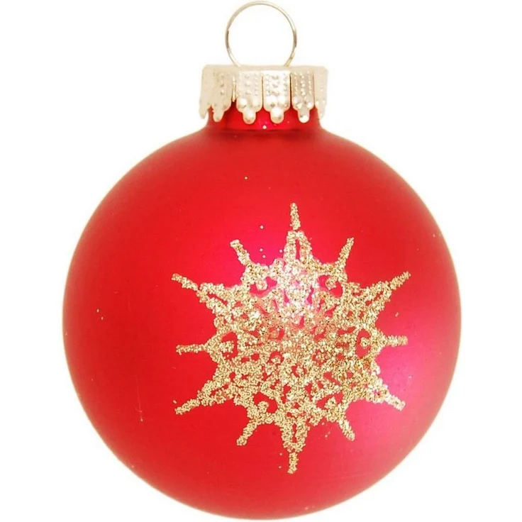 Krebs Glas Lauscha Weihnachtsbaumkugel Schneeflocke rot (16 St), Weihnachtsdeko, Christbaumschmuck, Christbaumkugeln aus Glas – Bild 3
