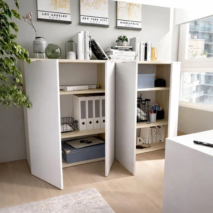 Dmora - 2-türiger Mehrzweckschrank Gaviola, multifunktionaler niedriger Schrank, Schuhschrank, 79 x 40 x 96 cm, Weiß und Eiche