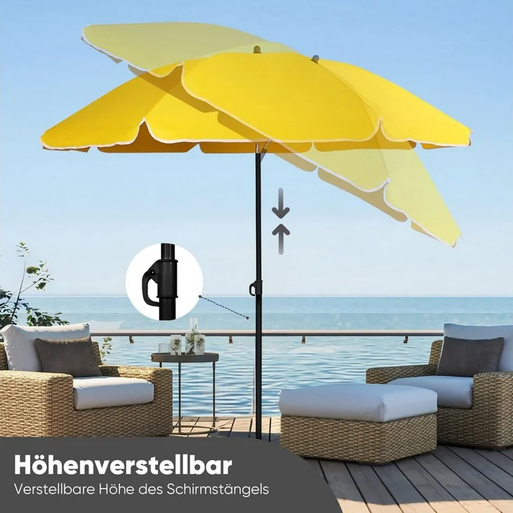 Sekey Sonnenschirm Ø 160 cm Balkonschirm Rund Strandschirm Sonnenschirm mit Schutzhülle, LxB: 160,00x160,00 cm, Neigungswinkel verstellbar, Höhe verstellbar, mit Tragetasche – Bild 4